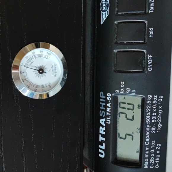 Black Espresso Wood Cigar Cutter Humidor Oak? Glass Lid Hygrometer - Picture 14 of 15